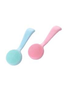 1pc Soft Silicone Facial Cleansing Brush, Makeup Remover & Blackhead Remover, Portable Beauty Tool - Multicolor - View 1
