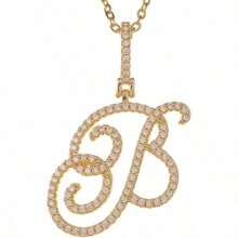 Gold Plated Initial Necklaces For Women Letter Pendant Necklaces Cubic Zirconia Stainless Steel Chain Iced Out Letter Necklace Birthday Gifts