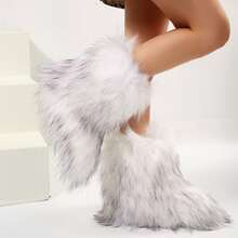 Stylish Personalized Winter Boots For Women - Adorable Spicy Girl Mid-Length Snow Boots, Cozy And Warm,Fluffy Boots Faux Fur Boots Women Shoes - 白色 - 查看 8