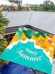1pc Festive Printed Canopy, Outdoor Patio/Garden Sun Shade, Beach/Camping Shelter, Extra Large Size, Digital Printing Pattern, Washable & Fade Resistant, (Poles Not Included), Ropes Provided
