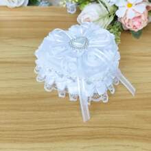 1 pieza Caja de anillo con forma de corazón blanco (anillo no incluido), caja de anillo de bodas, regalo del Día de la Madre, regalo del Día de San Valentín, soporte para anillo de bodas, suministros para decoración de bodas