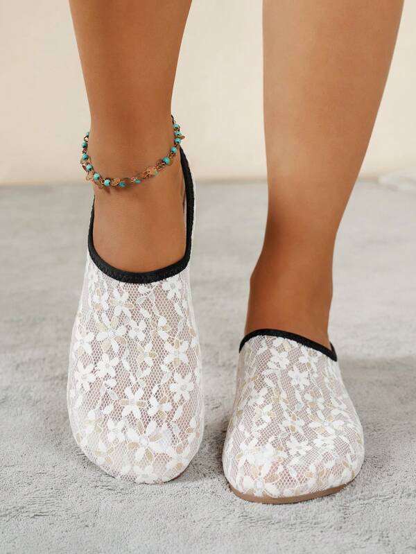 1pc Women's Breathable Knitted Floral Chinese Style Bohemian Flat Casual Shoes, Versatile & Comfortable For Outdoor