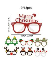 9/18 piezas - Gafas de papel de Navidad, con diseños adorables de Papá Noel, muñeco de nieve y árbol de Navidad, para decoración navideña