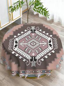 1 pieza Mantel de estilo bohemio con estampado, mantel rectangular o redondo de poliéster impermeable con impresión digital, adecuado para la sala de estar, mesa de comedor al aire libre, mesa redonda pequeña