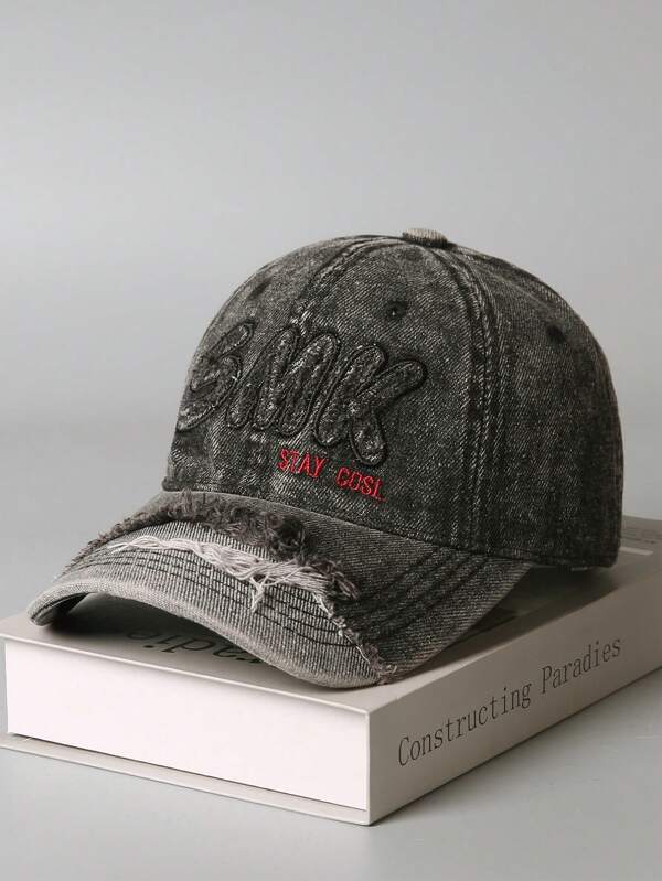 1 pieza Nuevo gorro de béisbol retro lavado con bordado de letra grande, gorra de visera vintage desgastada unisex, casual para todas las estaciones
