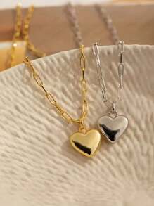 Fashionable And High-End Sterling Silver Love Pendant Necklace Simple Paper Clip Chain