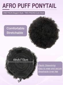 Extensão de cabelo sintético Afro Puff com cordão, Rabo de Cavalo Preto e Marrom, Coque Cacheado Afro Puff com Cordão para Cabelos Curtos e Crespos, Coque Crespo Afro Grande Preto para Cabelos Naturais, Penteados Sintéticos com Presilha para Uso Diário