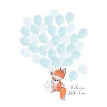 1 pieza Póster y estampado en lienzo con impresión de globos de animales de dibujos animados lindos, arte de pared moderno para decoración del hogar y regalo para la habitación de niña bebé sin marco - Multicolor - Ver 12