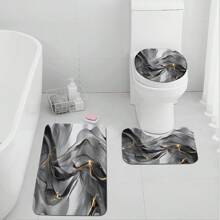 1pc Modern Home Decor Ink Painting Pattern Bathroom Toilet Mat Set, Anti-Slip Thick Soft Carpet Bathroom Mat Room Decor Bathroom Accessories Back To School
