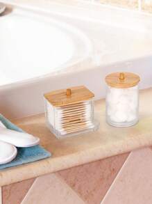 3pcs Vanity Makeup Storage Organizer, Q-Tip Holder Bathroom Container, Round Pad/Floss Dispenser, For Sorting And Storing