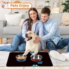 1 pièce Tapis d'alimentation pour animaux de compagnie, tapis absorbant pour nourriture pour chats et chiens, tapis de propreté pour animaux de compagnie imperméable et anti-fuite, tapis à nettoyer facilement sans tache pour distributeur d'eau pour chats et chiens, accessoires pour animaux de compagnie, tapis pour repas d'animaux de compagnie convenant aux buveurs et malvenus