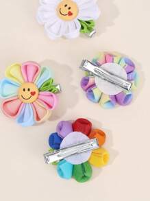 8 peças de grampos de cabelo com flores coloridas para meninas, grampos de cabelo com sorriso de margarida, acessórios de cabelo fofos para adolescentes, presentes de verão
