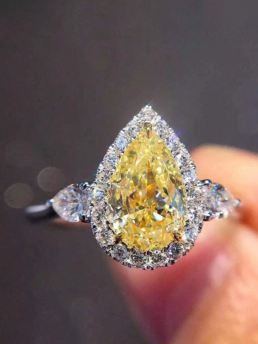 1pc Fashionable Cubic Zirconia Ring, Women's Wedding Engagement Party Jewelry, Valentine's Day Gift