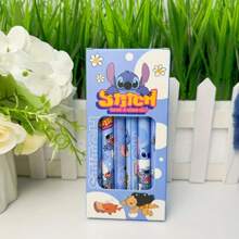 Disney Set de 6 bolígrafos de punta retráctil con diseño de Stitch, color negro, lindos, de gran capacidad, de secado rápido, como regalo escolar, papelería de cumpleaños, útiles escolares, vuelta al cole