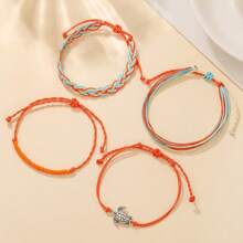 4pcs/Set Oceanic Blue Woven Bracelets Set