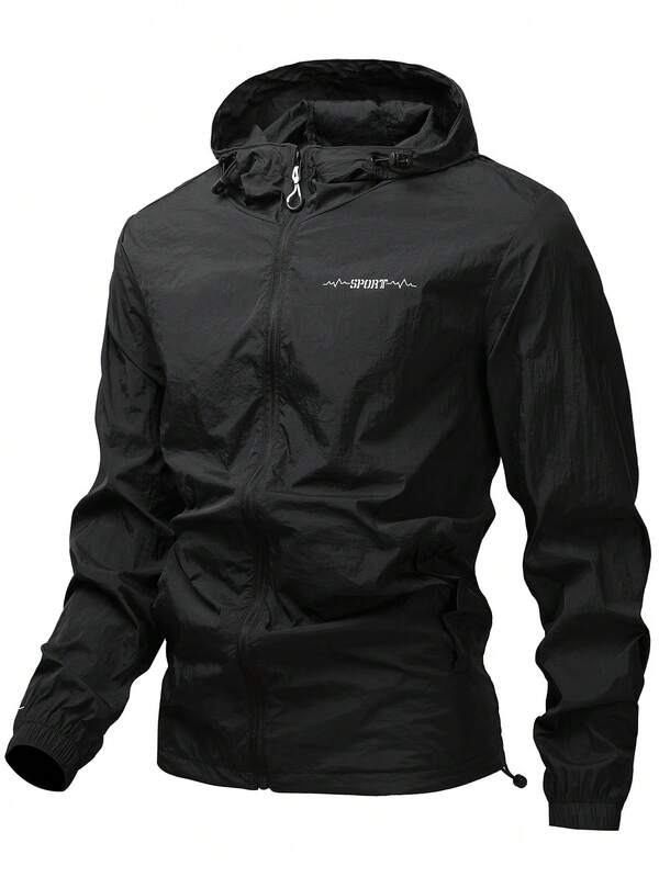 Jaqueta masculina de manga comprida, corta-vento masculino, agasalho de tecido que não irrita a pele, jaqueta esportiva casual e moderna