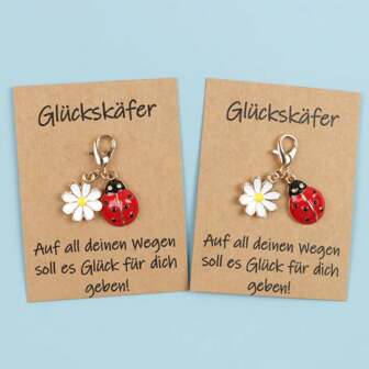 1PCS/3PCS/5PCS 可爱瓢虫钥匙扣，瓢虫家族，金属材质，搭配德国励志口袋拥抱卡，支持礼物，感谢礼物，朋友礼物，适合生日、婚礼、节日、毕业礼物，派对理想礼物，陪伴旅行的理想瓢虫钥匙扣