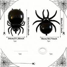 4pcs Halloween Spider & Accessories Balloon Set, Black Cartoon Spider Design, Suitable For Halloween, Day Of The Dead, Haunted House Parties, Commercial & Residential Decor, Fun Birthday Party Decorations