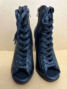 Platform Dance Heels 11cm Super Stable High Heels Indoor Outdoor Rubber Sole Leather Professional Dance Booties For Heels Class - Black 11cm - View 12