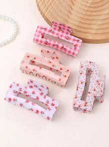 1 pieza Accesorio de cabello retro estilo floral grande de tipo "grab" para niñas, pinza de pelo con frutas, pasador de cabello, pasador de cabello lindo