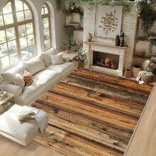 Ein hochwertiger großer Teppich mit leichtem und transportablem Design mit personalisierten Holzoptik-Mustern. Dieser luxuriöse Teppich ergänzt verschiedene Wohnstile, zeichnet sich durch hochwertige maschinenwaschbare Qualität aus und verwendet hochdichtes Material mit rutschfester Unterseite. Schulanfang