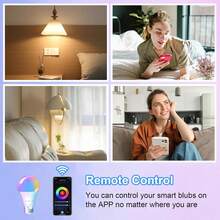 ANTELA Light Bulb E27 9W 1000LM RGB Smart WiFi LED Dimmable Bulb Lamp, Compatible With Voice Assistant, Smart Life APP, 2700K-6500K Warm White Cool White Light, 2 Pack - 白色 - 查看 4