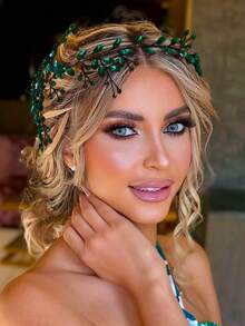 1件新娘水晶头饰，简约奢华婚礼头饰，适合生日派对、晚宴聚会 HP65 情人节配饰 - 綠色 - 查看 7