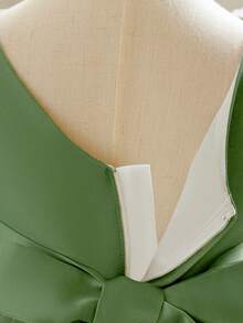 Baby Girls V-Neck 3D Floral Embroidered Mesh Princess Dress, Suitable For Party, Flower Girl, Wedding, Does Not Include Headband - 綠色 - 查看 9