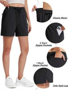 TACVASEN Women's 5'' Hiking Shorts Quick Dry Golf Lightweight UPF50+ Athletic Shorts Summer Water Resistant Zipper Pockets - 卡其色 - 查看 11