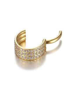 1pc G23 Titanium Triple Zirconia Stone Nose Ring Hoop, Unisex Piercing Jewelry