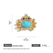 1 Pc 304 Stainless Steel 18k Gold-Plated Pendant With Natural Stone Fish, Moon, Crab, Turtle And Bird, Women's Stainless Steel Jewellery Accessories DIY Pendant
