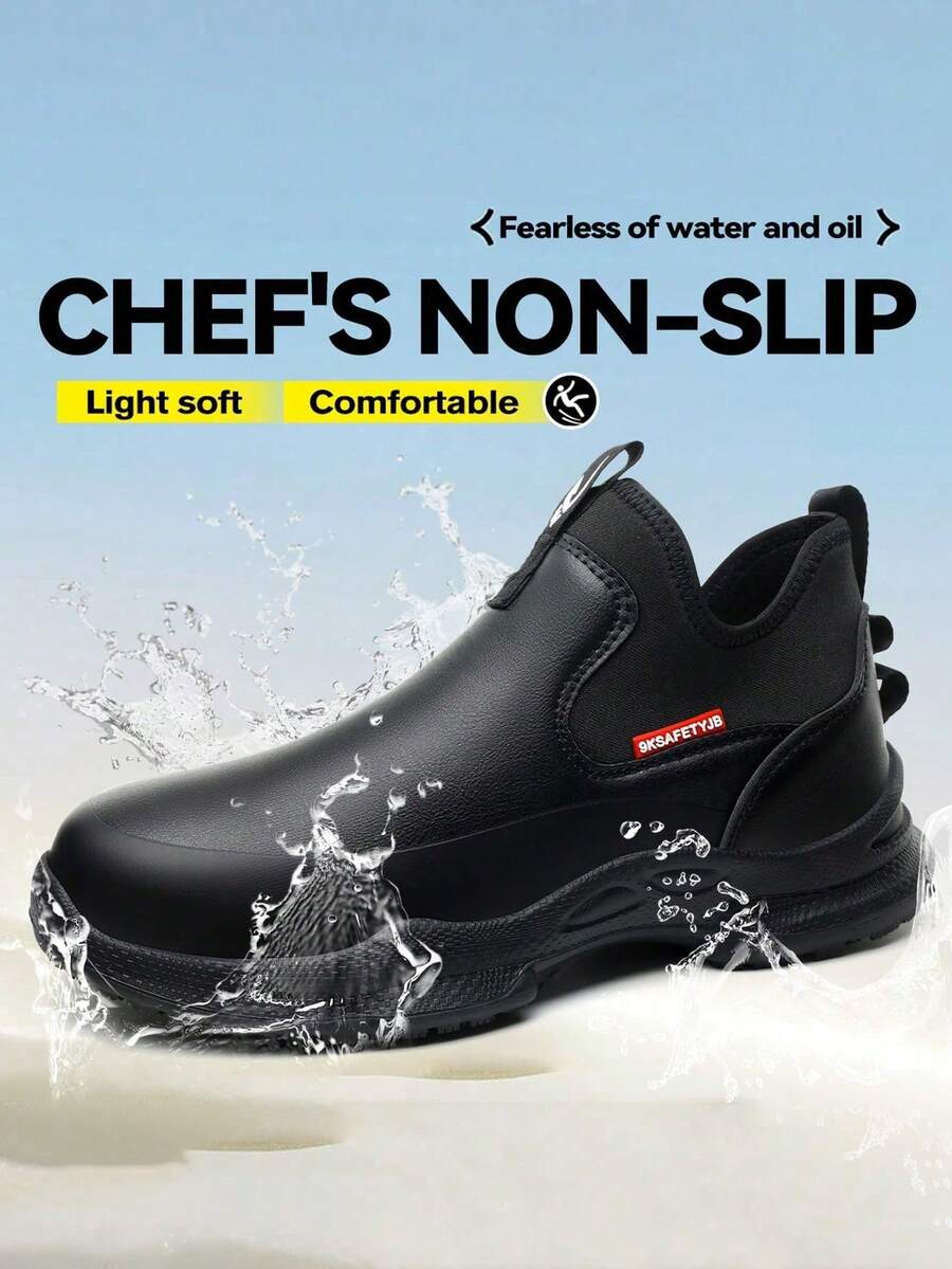 CEATSAFETV Unisex Comfortable Chef Shoes, Lightweight And Easy To Put On/Take Off, Easy To Maintain, Rubber Sole, EVA Non-Slip, Kitchen-Specific Oil-Resistant Shoes, Wear-Resistant, Suitable For Long Standing, Relieve Foot Pressure, Suitable For Restaurants, Food Factories, Hospitals And Other Places. Shoe Size Is Large, Recommend Choosing One Size Smaller.