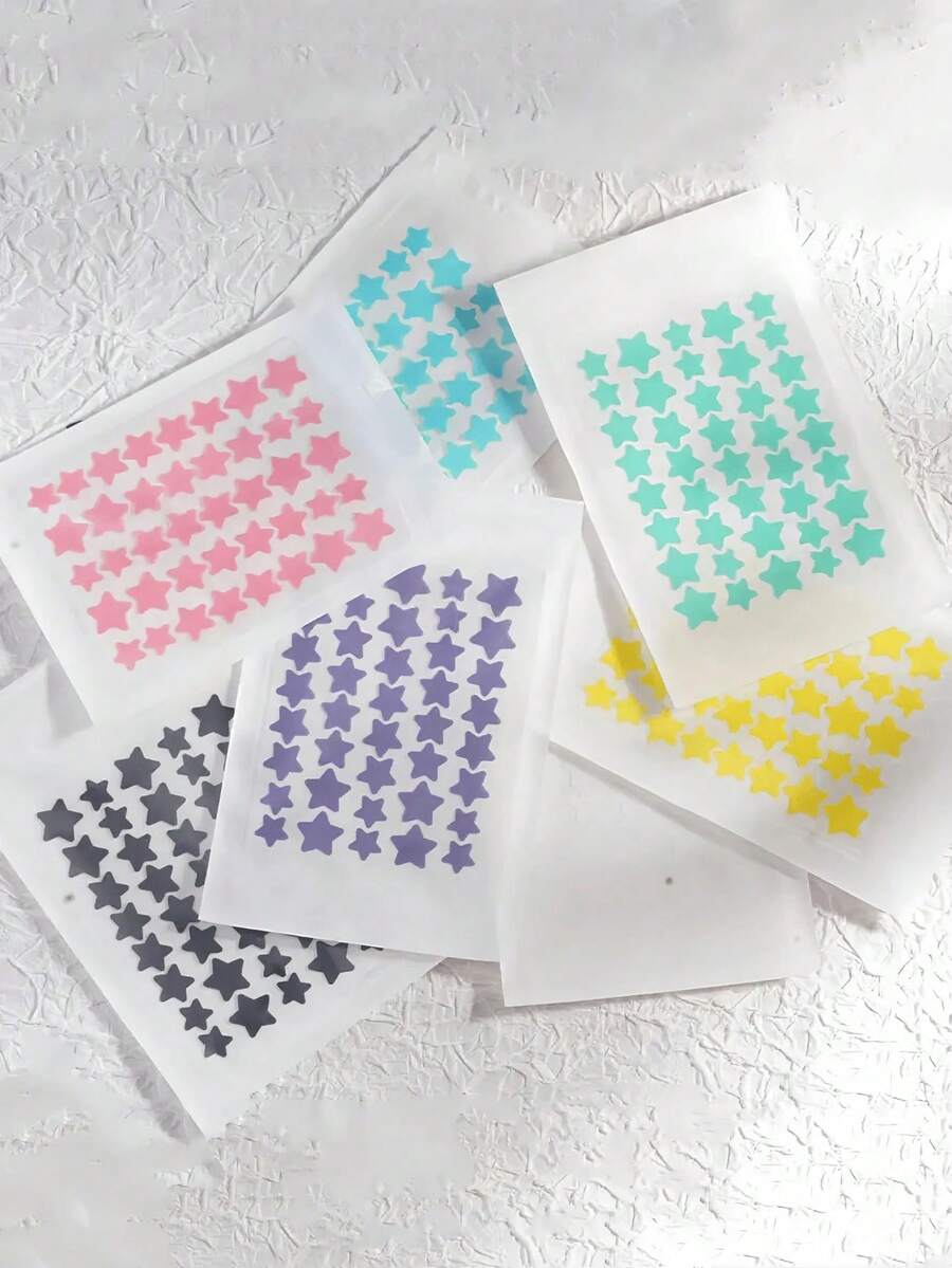 40pcs/160pcs/360pcs Cartoon Face Covering Colored Stickers, Hydrogel Patches, Photo Essentials, Star-Shaped Decor Stickers, For Concealing Blemishes And Imperfections, Easy Peel-Off, Suitable For Various Parties And Fun Events, Star-Shaped Decor Stickers, Holiday Party Gift Idea, Cute Star-Shaped Colorful DIY Stickers - Multicolor - View 1