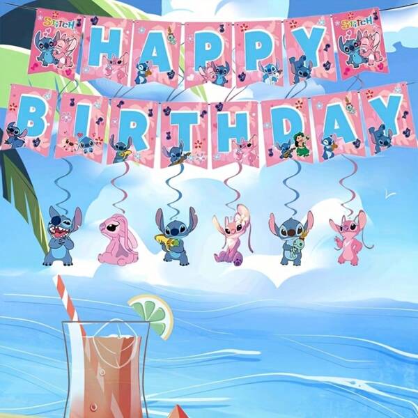 bandai 21pcs Stitch Banners And Flags Banners Suitable For Birthday And Holiday Party Decoration Friends Party Decoration Gifts Gift Bags