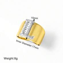 Chunky CZ Crystal 26 Letter Rings For Women Gold Silver Color Wide Rings Initial Jewelry Party Gifts