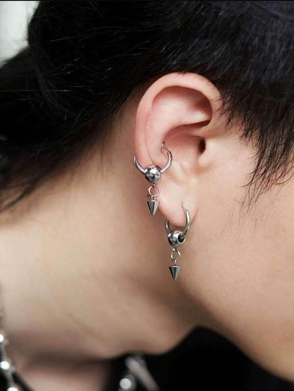 2 Stücke Spike Ohrringe Punk Rock Stil Niet Ohrring Creolen aus Edelstahl für Helix und Ohrknorpel Piercing, geeignet für den täglichen Gebrauch von Männern und Frauen