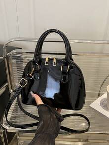 Fashionable Solid Glossy Shell Handbag, Street Commuting Crossbody Bag, Simple Shell Bag For Women, Old Money - Multicolor - View 15