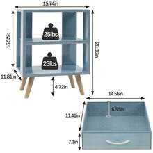 Bedside Table, Modern Open Storage Side Table, Double-Tier Nightstand, Suitable For Small Spaces, Living Rooms, And Bedrooms. - Dây rút vải màu xanh - Xem 2