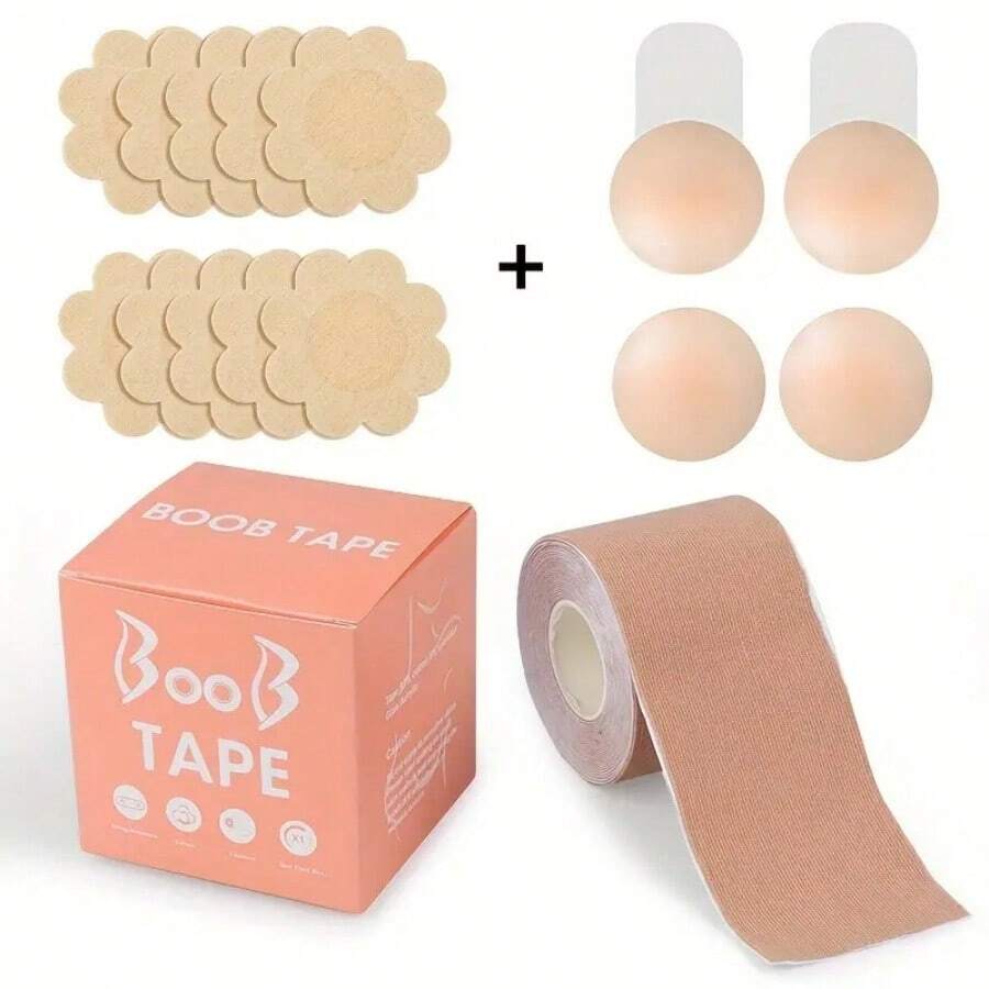 1 Box Boob Tape Lift & Support, Adhesive Breast Lift Tape, Bra Enhancing Sports Tape Stickers - Color - View 1