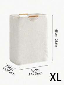 1pc Foldable Wooden Handle Laundry Basket, Collapsible Dirty Clothes Organizer Hamper For Bathroom, Utility Room, Closet, Holds Shirts, Pants, Underwear