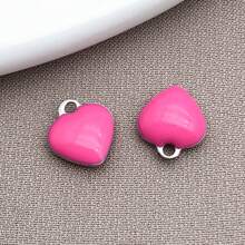 10pcs 8x9mm Cute Tiny Enamel Stainless Steel Heart Charms Mini Love Pendants For DIY Bracelet Necklace Earrings Jewelry Making Crafts Accessories
