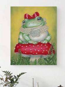 1 套青蛙公主艺术 DIY 数字油画套装，成人工艺品，无框艺术油画套装，适用于卧室装饰和艺术墙面装饰，简单有趣的绘画方法，无需绘画基础，实现您的艺术家梦想，沉浸在色彩缤纷的世界中，每一笔都是自我表达，为生活增添浪漫主义，送给家人和朋友的最佳礼物，节日礼物，40 * 50 厘米 - 橄欖綠 - 查看 3