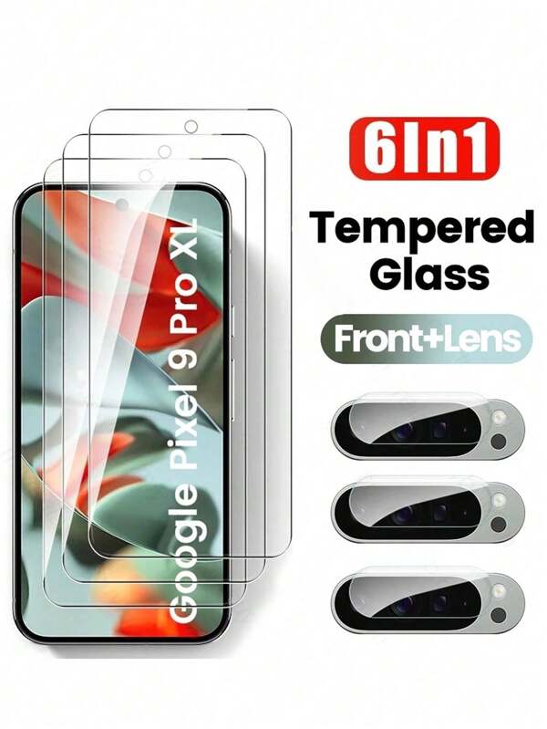 [3+3 Packs] Compatible With Google Pixel 10 9 Pro XL 8 7 6 Pro 5 Screen Protector, 9H Tempered Glass, Ultrasonic Fingerprint Unlock, Case Friendly HD Clear For Google Pixel 8a 7a 6a Tempered Glass Screen Protector