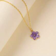 Colar feminino com pingente de flor de cinco folhas, versátil e moderno, 4 cores, corrente para clavícula, adequado para festas, encontros, praia, férias e uso diário
