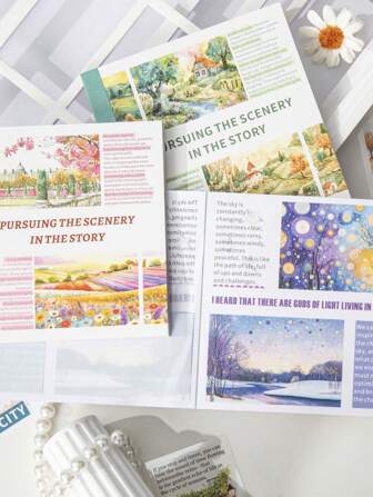 20pcs Story Scenery Series Die-Cut Decorative Stickers, Made Of Mixed Materials, Suitable For Gifts, Office, Home, Marking, Labels, Classroom, Toy, Student Journal Creative Vintage Deco Stickers School Supplies,Back To School