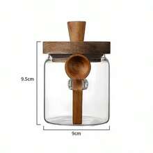 1 Piece Glass Coffee Jar Set, Glass Storage Jar With Wooden Lid And Spoon, Transparent Airtight Container, Airtight Food Storage Jar For Food, Nuts, Candy, Spices, Kitchen Organization