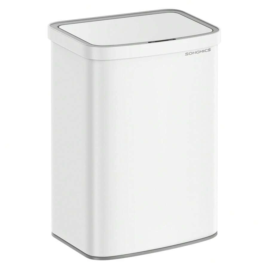 SONGMICS 13-Gallon Motion Sensor Trash Can, Stainless Steel, Carbon Filters, Soft Close - Bạc - Xem 1
