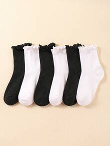 6 Pasang Kaos Kaki Pendek Berumbai Wanita, Kaos Kaki Olahraga Hitam Putih, Kaos Kaki Lari, Kaos Kaki Perjalanan, Kaos Kaki Gulung Lucu dengan Tepi Berumbai, Cocok untuk Pemakaian Sehari-hari di Musim Semi, Musim Panas, Musim Gugur & Musim Dingin, Hadiah - MultiWarna - View 4