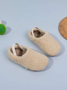 1 Paar Kinderpantoffeln für Herbst/Winter mit Plüschfutter, Mädchen Flauschige Slide Sandalen mit elastischem Verschluss hinten, Jungen Mules Pantoffeln zum Tragen innen und außen, geeignet für Kleinkind Kinder