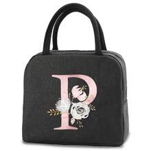 1pc Insulating Lunch Bag A To Z Letter Print Women Cooler Handbags Student Thermal Lunch Bags For Work Thermal Bag For Women Insulated Refrigerated Lunch Box Bag For Man Picnic Bag Fridge Bag Name Initials Pattern Cooler Lunch Box Ice Pack Storage Bag Back To School School Stuff Bag For School Lunch Bag For Women Cooler Bag Picnic Accessories School Accessories - Black - View 11